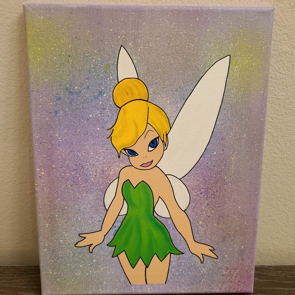 Hand painted Tinkerbell on canvas - Picture 1 of 9